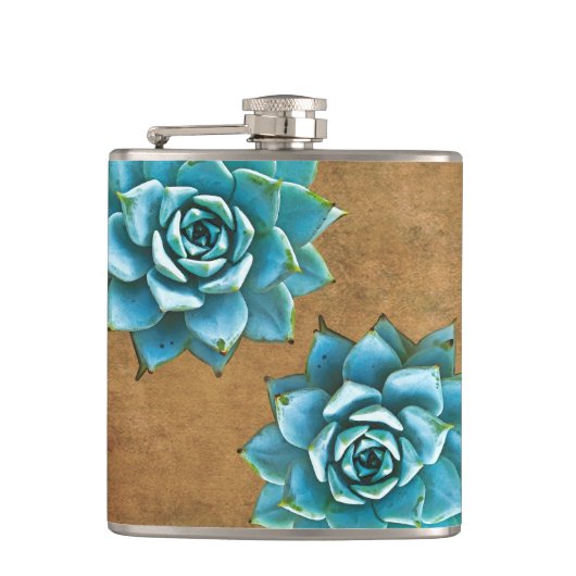 Flasques Aquarelle succulente sur Brown rustique (Devant)