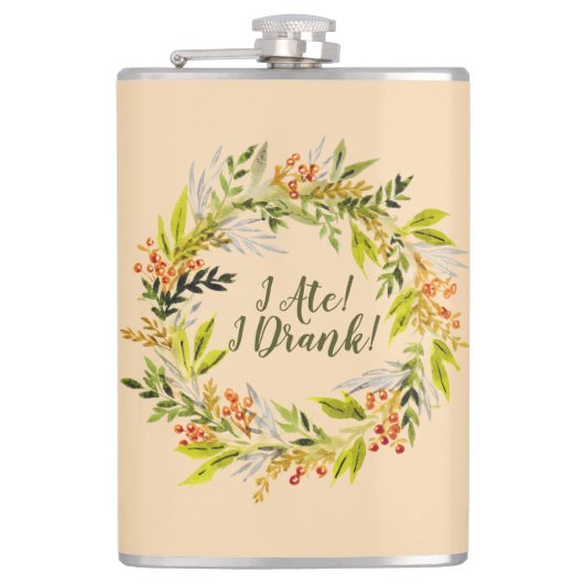 Flasques Aquarelle Wreath & Fun Text (Devant)