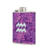 Flasques Aquarius Zodiac Sign on fuchsia digital camouflage (Gauche)