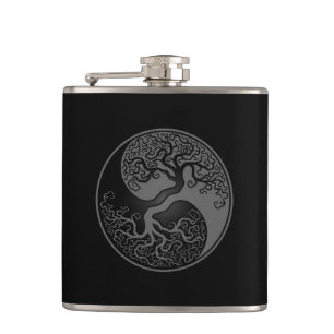 Flasques Arbre de la vie gris et noir Yin Yang