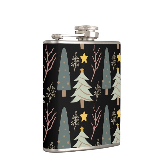 Flasques Arbres d'hiver Forêt de Noël Motif noir vert (Droite)