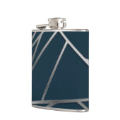 Flasques Argent bleu moderne géométrique (Gauche)