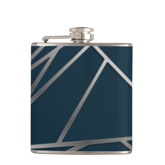 Flasques Argent bleu moderne géométrique (Devant)