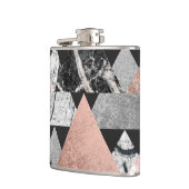 Flasques Argent rose d'or de marbre et triangles florales (Gauche)
