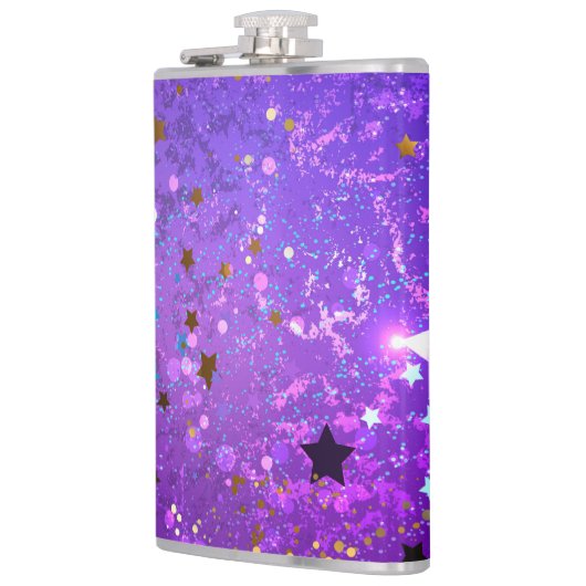 Flasques Arrière - plan de feuille violet avec étoiles (Gauche)