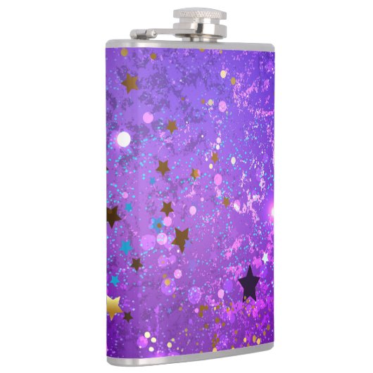 Flasques Arrière - plan de feuille violet avec étoiles (Droite)