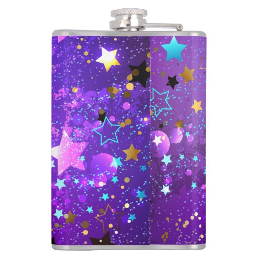 Flasques Arrière - plan de feuille violet avec étoiles (Dos)