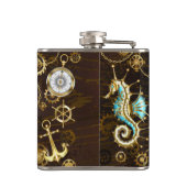 Flasques Arrière - plan en bois avec cheval de mer mécaniqu (Dos)