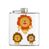 Flasques "Arrivent !!" Trois jolis lions de dessin animé Fl (Devant)