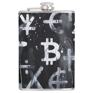Flasques Art de rue sur la monnaie Bitcoin (Peinture noire 