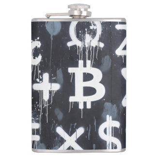 Flasques Art de rue sur la monnaie Bitcoin (Peinture noire 