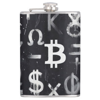 Flasques Art de rue sur la monnaie Bitcoin (Peinture noire 