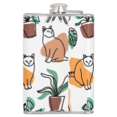 Flasques Art de trait dessin chats et fleurs (Dos)