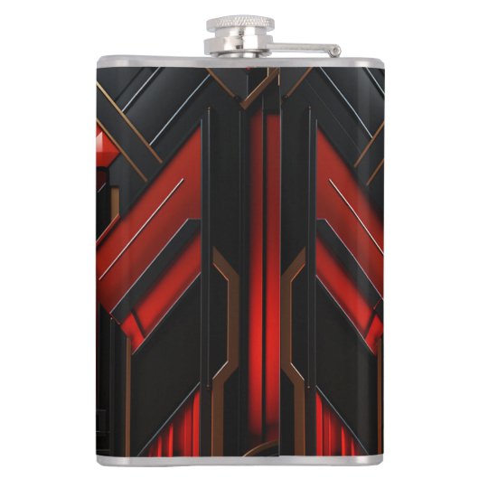 Flasques  Art Déco élégant or noir rouge  (Dos)