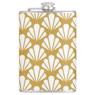 Flasques Art Déco, motif aux motifs géométriques et fleuris