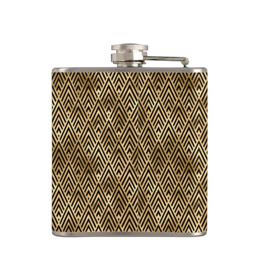 Flasques Art Déco Noir & Or - Peut Contenir Whiskey (Dos)