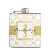 Flasques Art Déco Ocean Wave Patten Gold Parties scintillan (Devant)