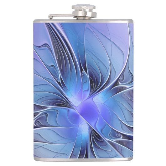 Flasques Art fractal moderne abstrait bleu lavande (Devant)