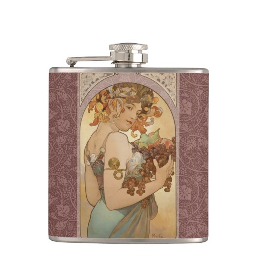 Flasques Art Nouveau Femme Mucha Belle (Devant)