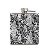 Flasques Art Nouveau Peacock Print, noir et blanc (Dos)