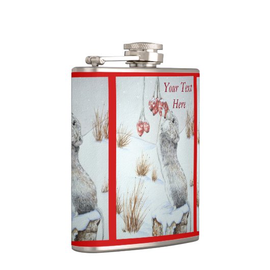 Flasques Art rouge de faune de scène de neige de baies de (Droite)