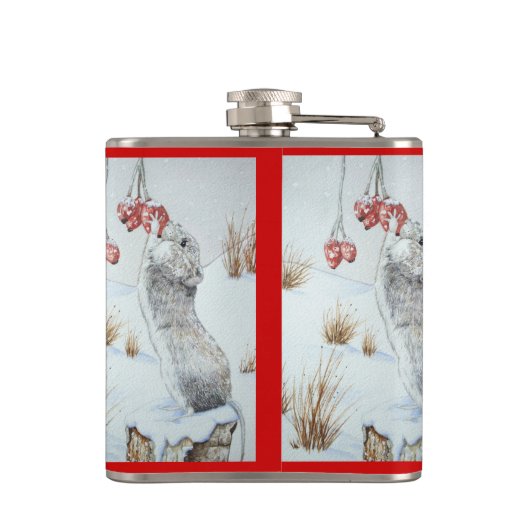 Flasques Art rouge de faune de scène de neige de baies de (Dos)