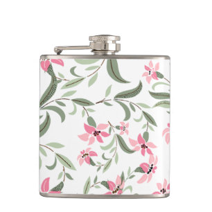 Flasques Assez Élégant Motif Floral Rose Blanc