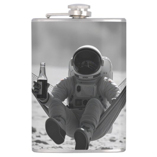 Flasques Astronaute sur la lune avec de la bière (Devant)