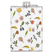 Flasques automne rose rouge et jaune fleurs et feuilles (Dos)