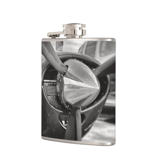 Flasques Avion propulseur noir et blanc (Gauche)