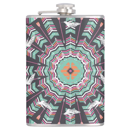 Flasques Aztec géométrique : Motif circulaire coloré (Devant)