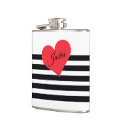 Flasques B & W moderne rayé Nom personnalisé chic mignon (Gauche)