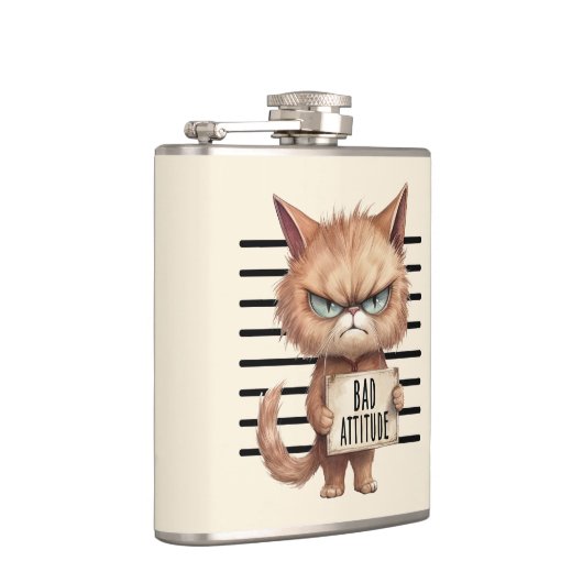 Flasques Bad Attitude Chat Mugshot - Drôle Feline Design (Droite)