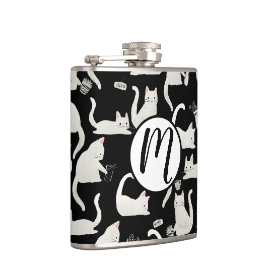 Flasques Bad Cats Knocking Stuff Over, White Cats on Black (Droite)