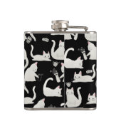 Flasques Bad Cats Knocking Stuff Over, White Cats on Black (Dos)