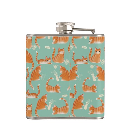 Flasques Bad Orange Tabby Chats Frapper Des Choses Sur Moti (Dos)