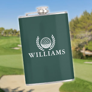 Flasques Balle de golf à monogramme personnalisé vert émera