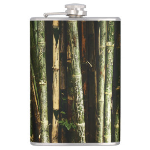 Flasques Bambou vert avec gravures thaïlandaises