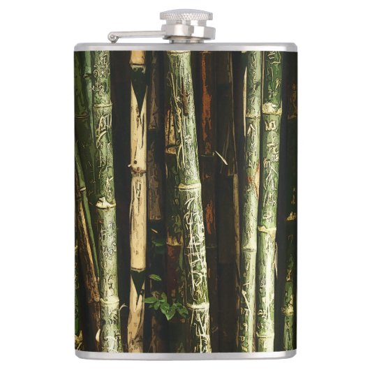 Flasques Bambou vert avec gravures thaïlandaises (Devant)