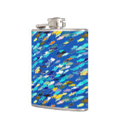 Flasques Banc de poissons, bleu foncé, blanc et turquoise (Gauche)