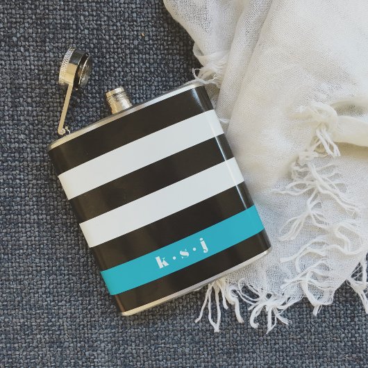 Flasques Bande moderne noire, crème et turquoise