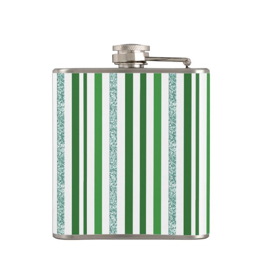 Flasques Bandes de Parties scintillant argent vert Monogram (Dos)