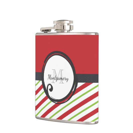 Flasques Bandes Rouges Et Vertes Avec Monogramme En Cercle (Gauche)