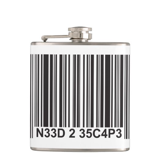 Flasques Barcode Leetspeak - Besoin d'échapper (Devant)