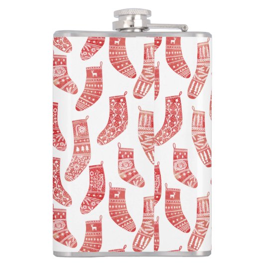 Flasques Bas de Noël nordique Motif rouge et blanc (Dos)