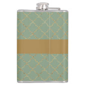 Flasques Basil Green Gold Quatrefoil Personnalisé (Dos)