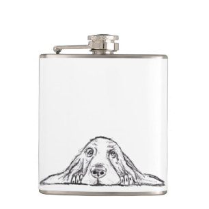 Flasques basset hound noir blanc yeux de chiot simple
