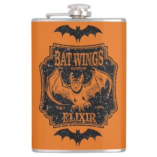 Flasques Bat Wings Elixir Parties scintillant orange et noi (Devant)