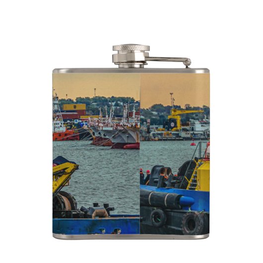 Flasques Bateau à moteur à la rivière, montevideo, uruguay (Dos)