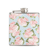 Flasques Beau motif de rose avec le pois bleu (Devant)